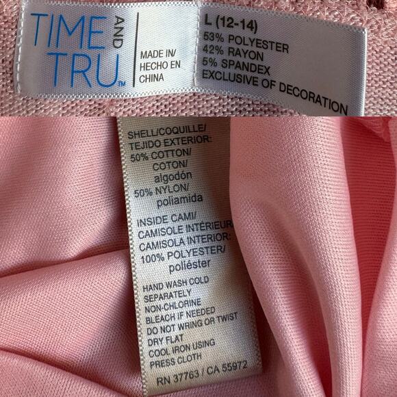 Time and Tru Pink Cardigan & Tank Top Set Women's Large - Picture 8 of 8